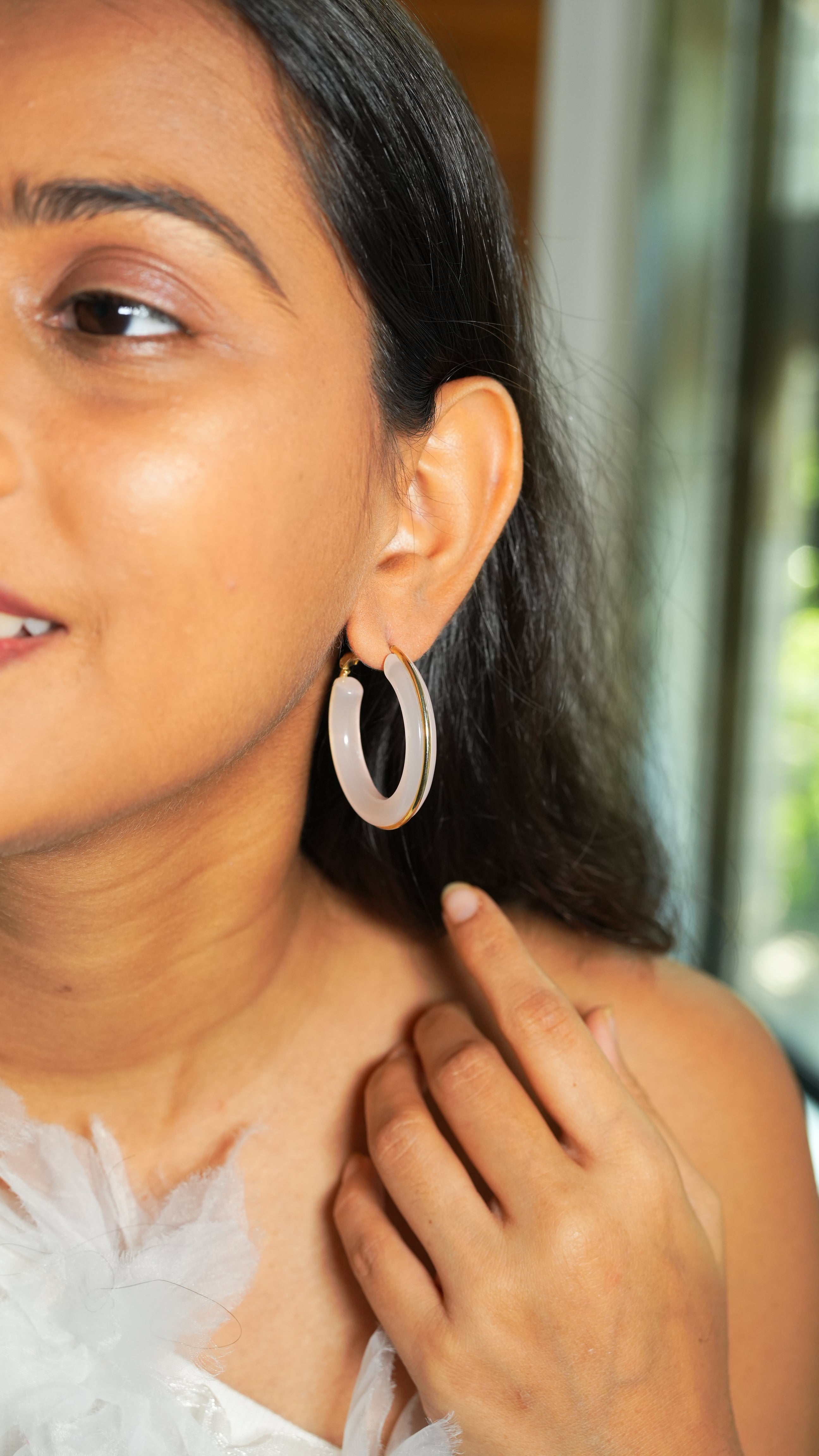 Ceramic Blush Hoops Earring