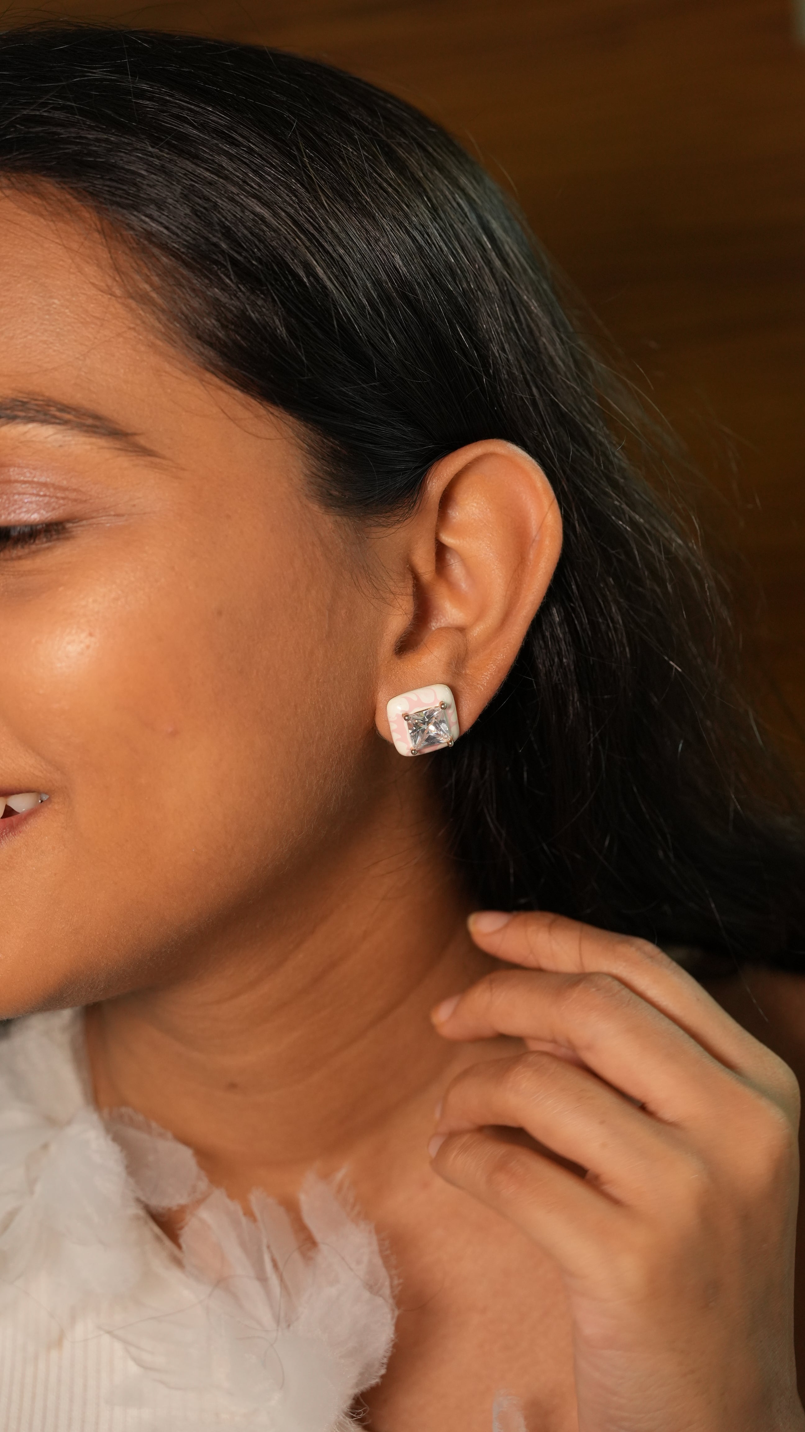 Blush aura studs
