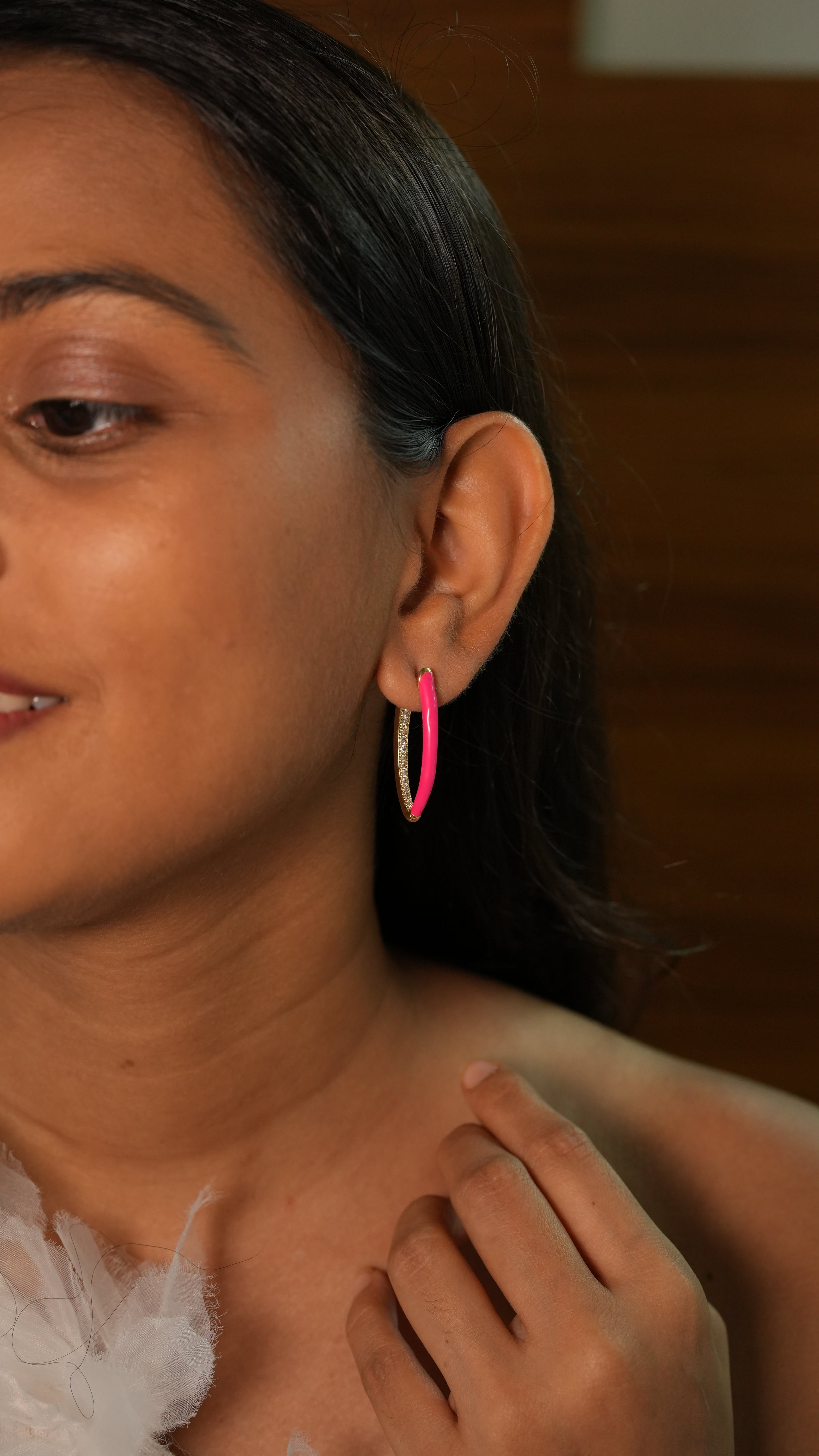 Pink tail hoops