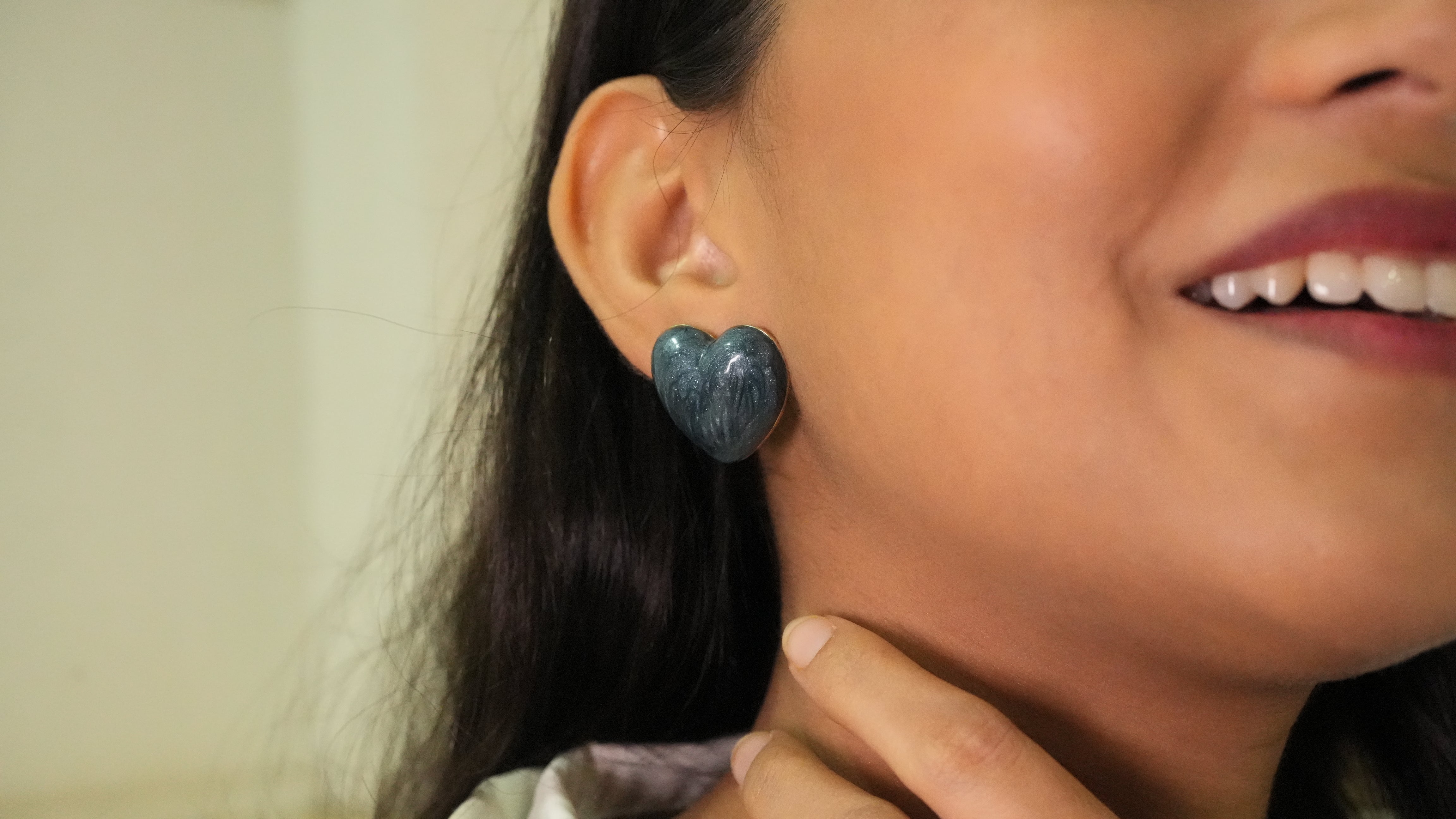 Cobalt Heart Stud earrings