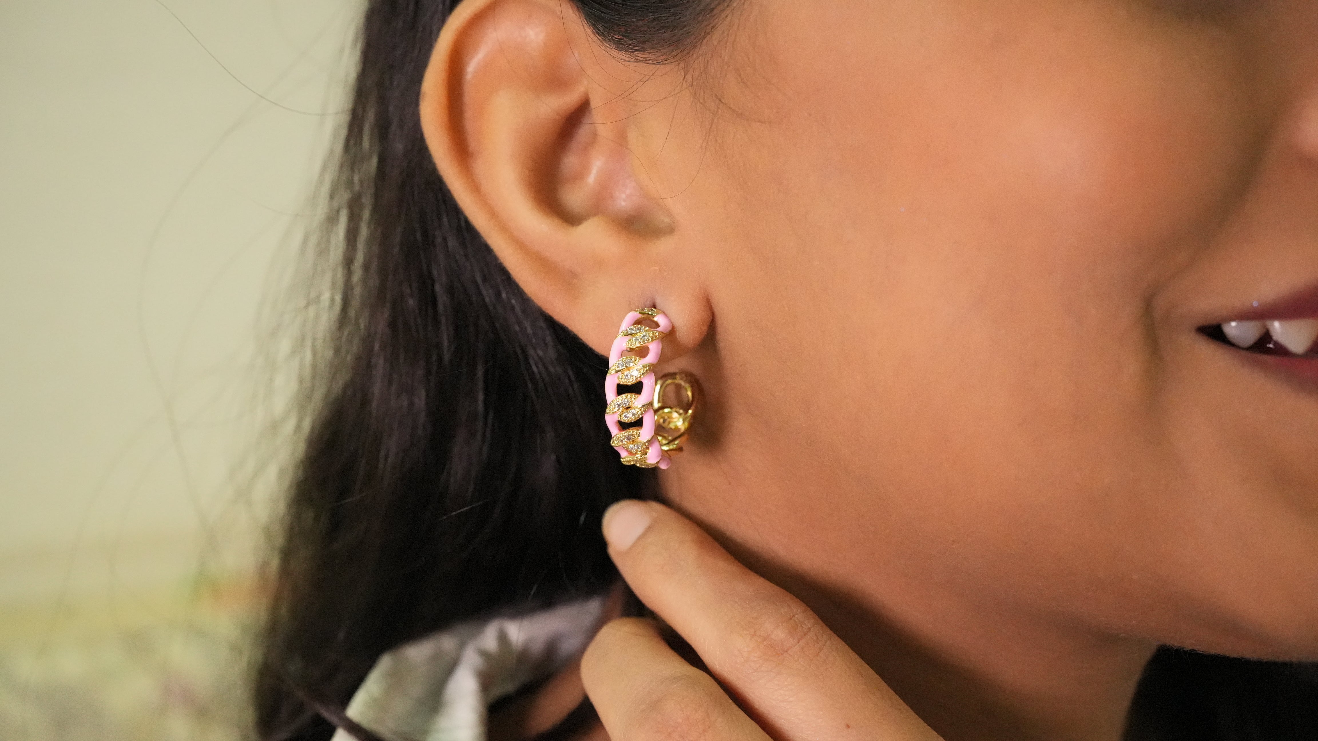 Pink Link Earring