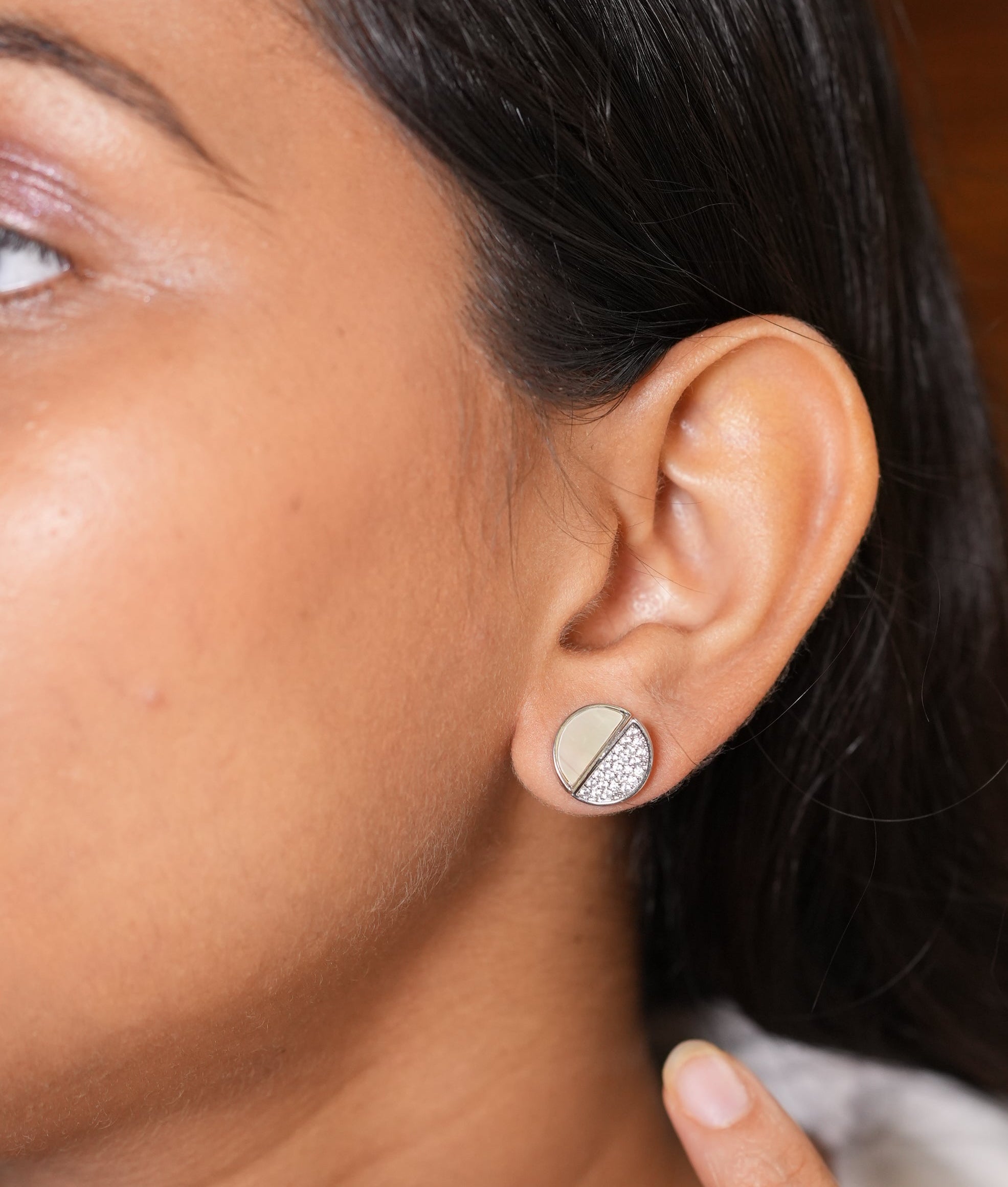 Half moon sparkle silver