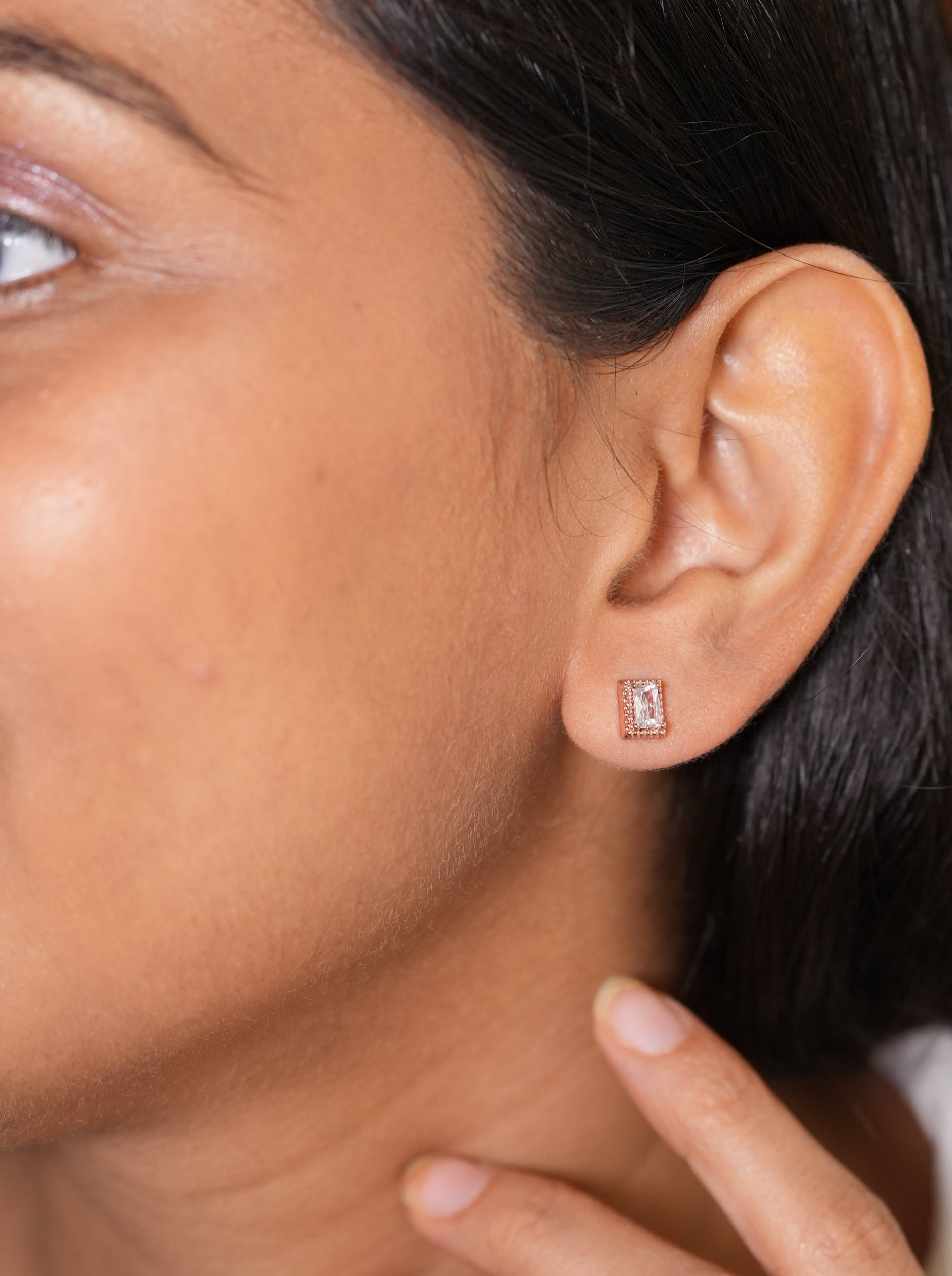 Petite crystal square Rose gold