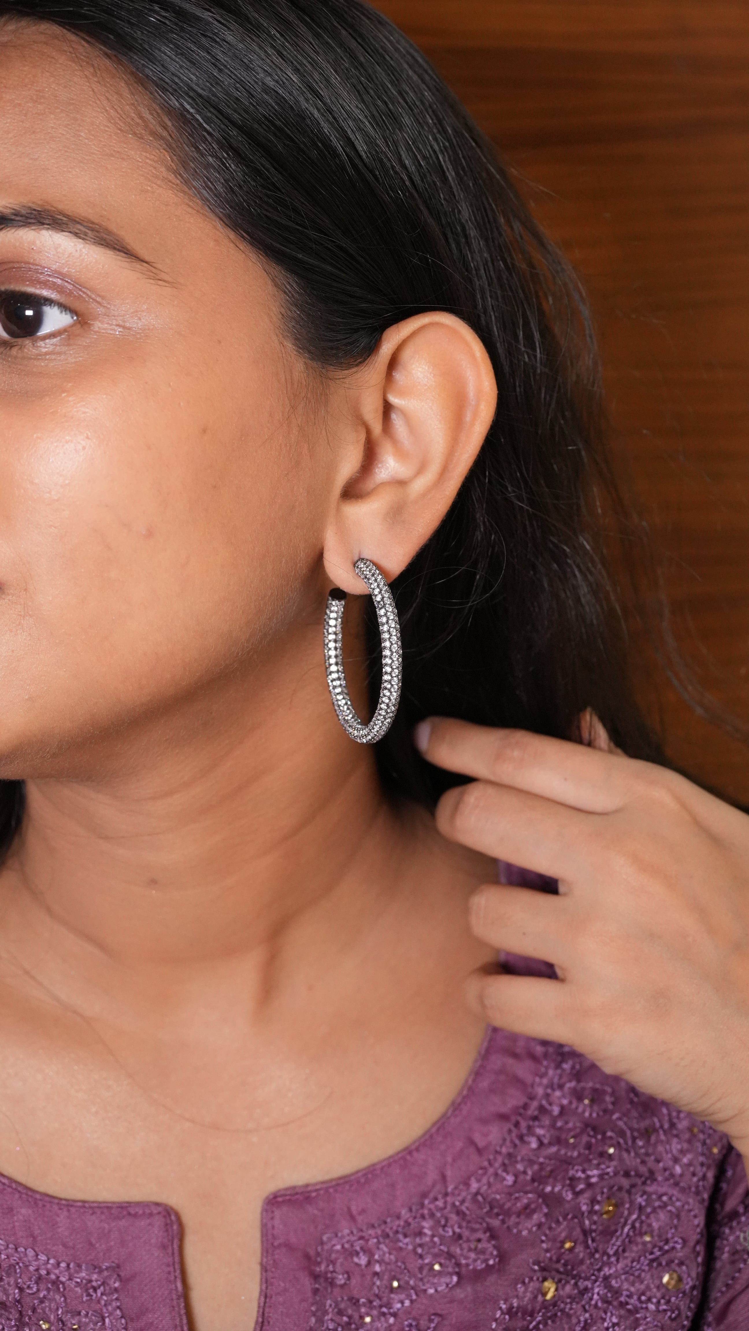 Gun Metal Large Hoops
