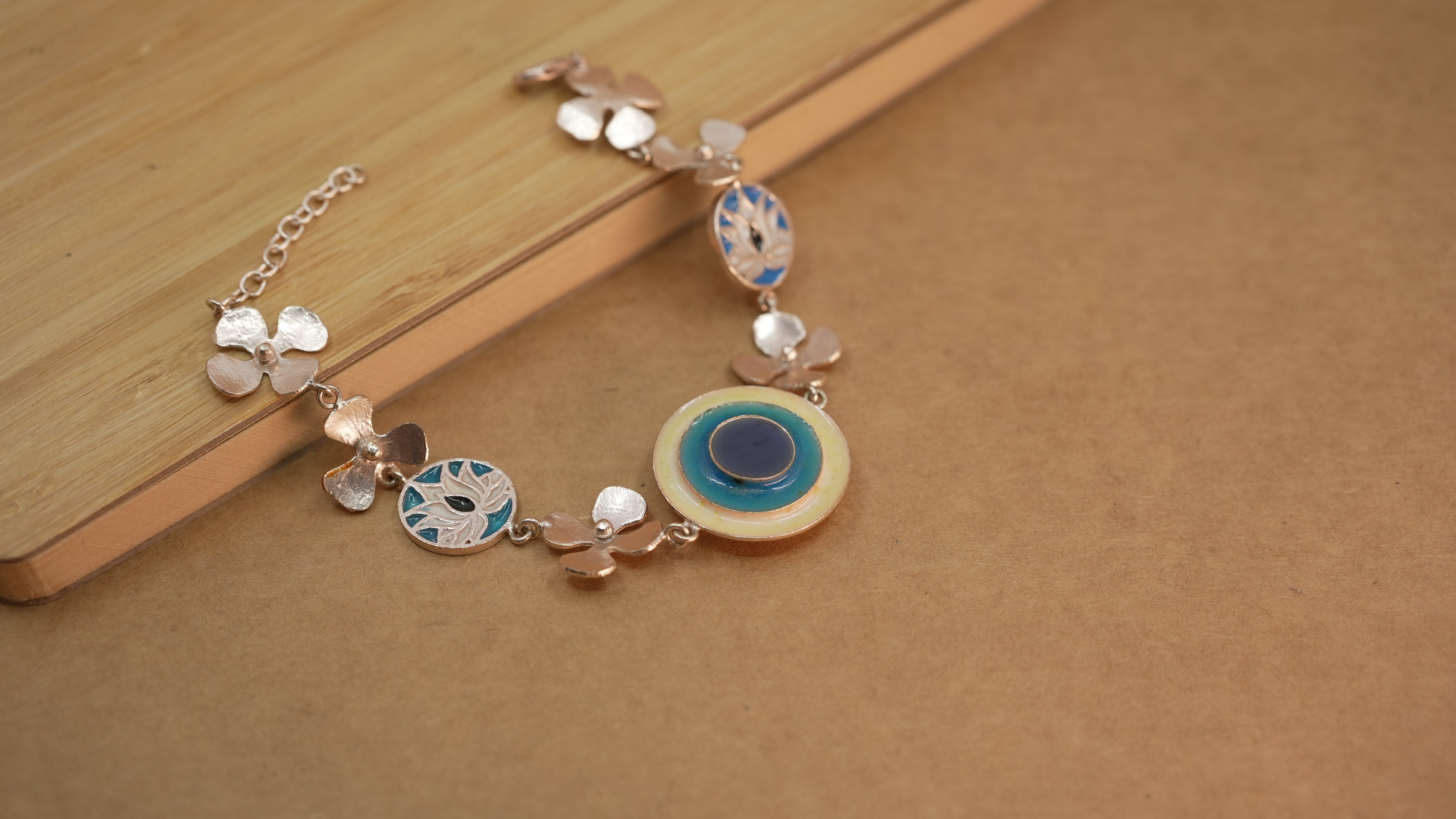 Evil eye flora bracelet rose gold