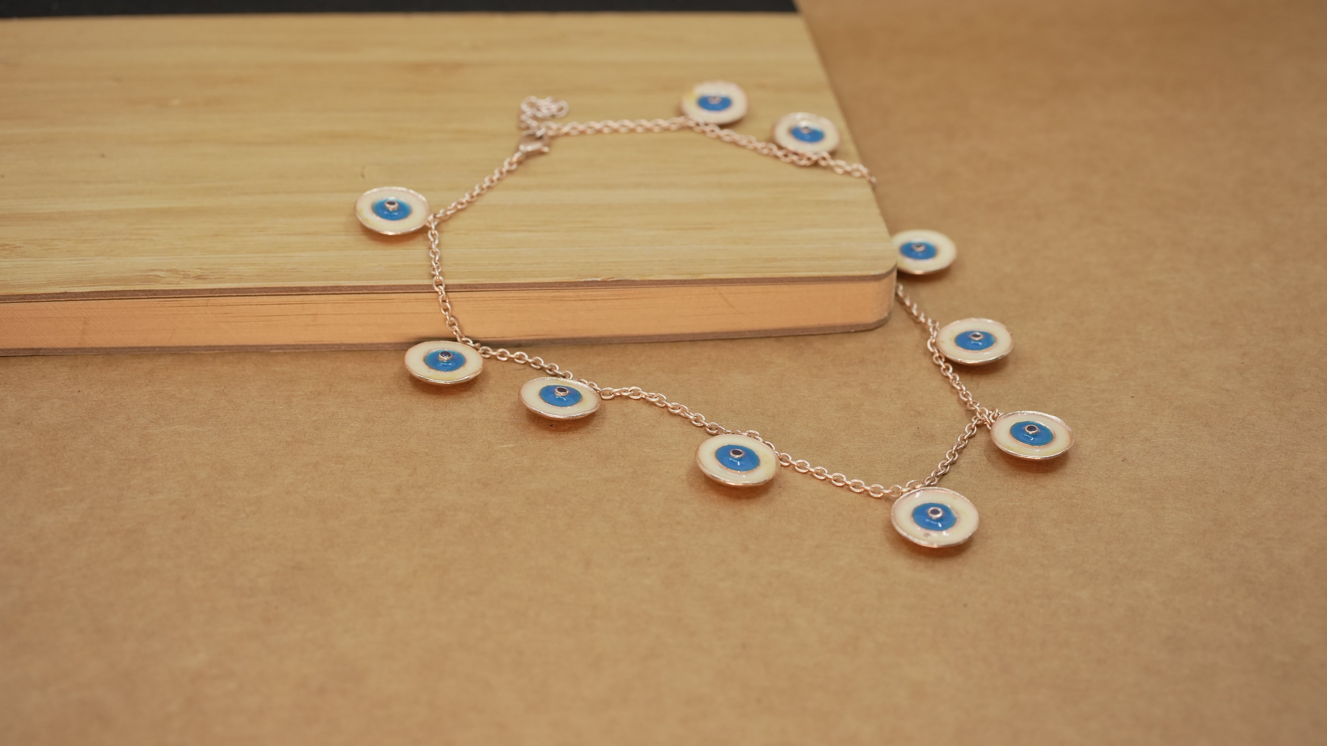 Charm evil eye rose gold necklace