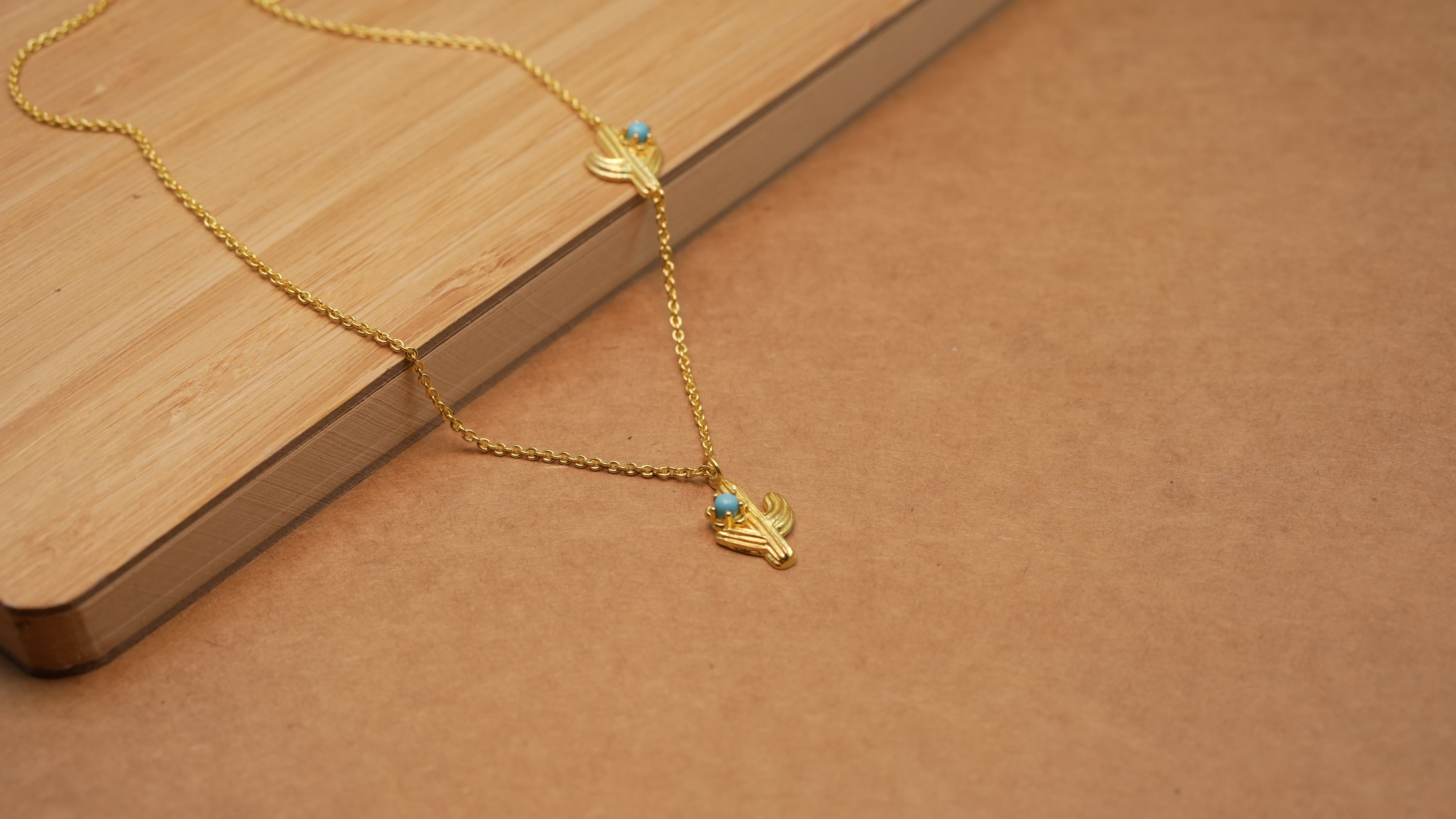 Dual cactus charm necklace