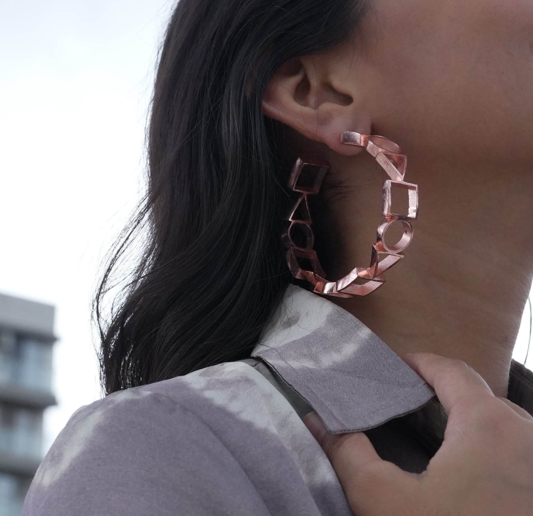 Shaped hoops rose gold Big