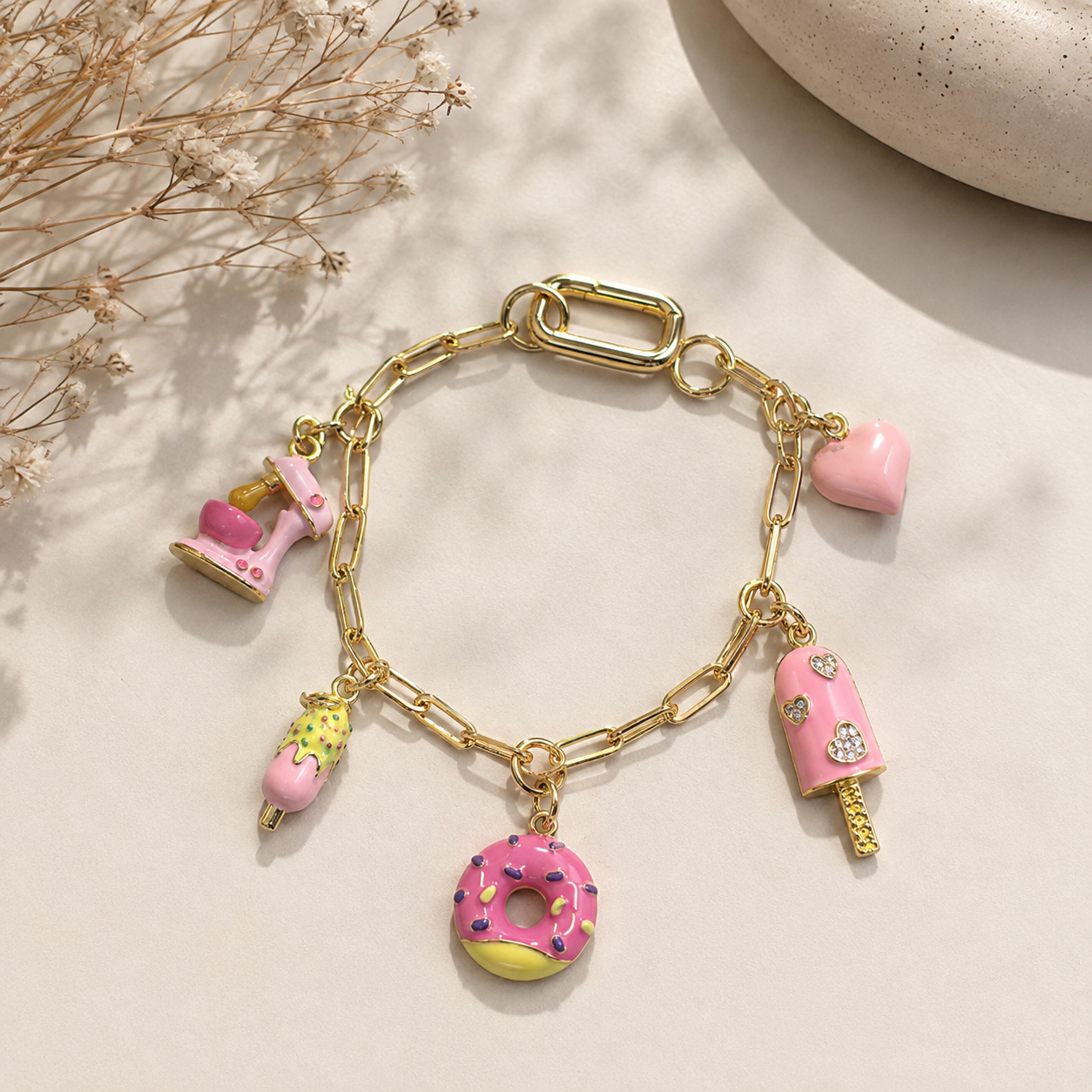 Pink charm bracelet
