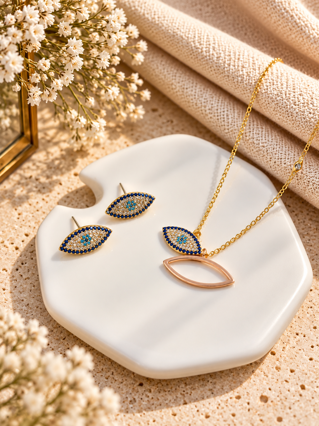 Azure Aura Evil Eye Jewellery Set