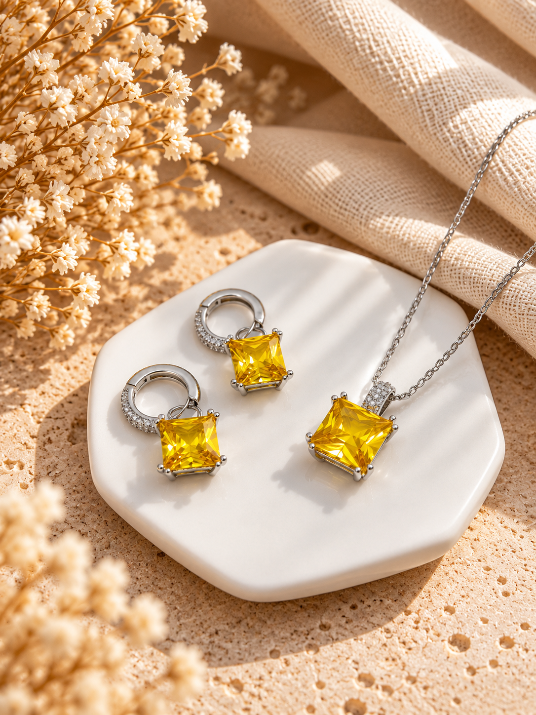 Solara Yellow Crystal Jewellery Set