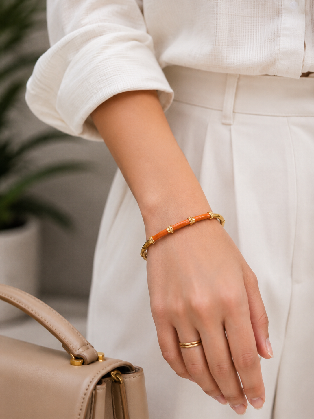 Orange Sparkle Bar Bracelet