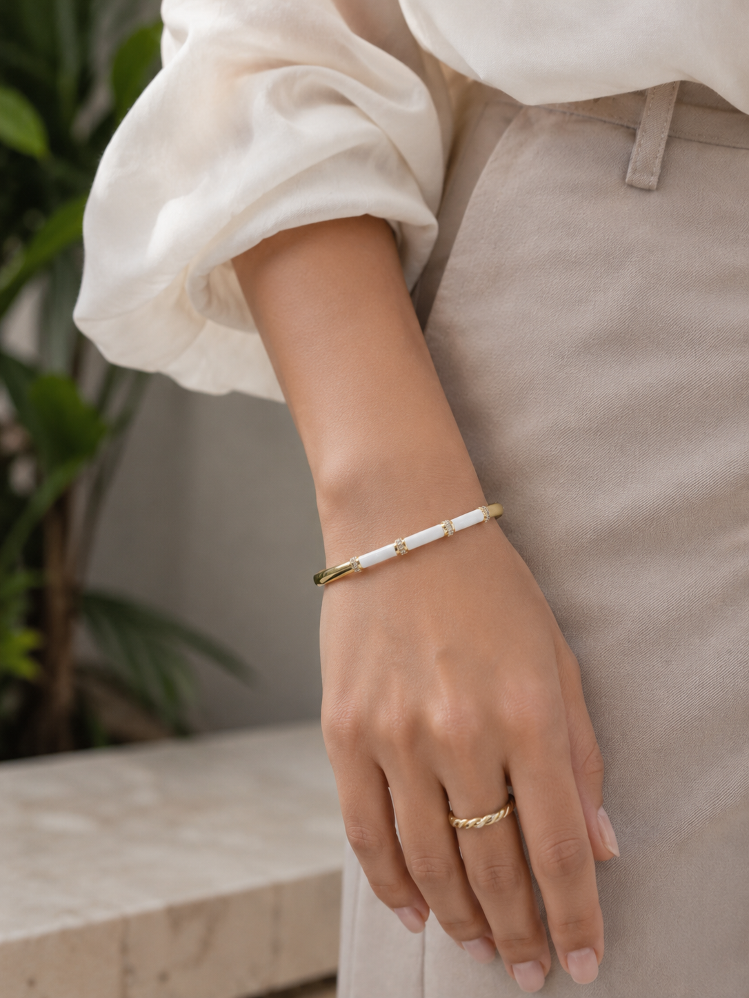 White Sparkle Bar Bracelet