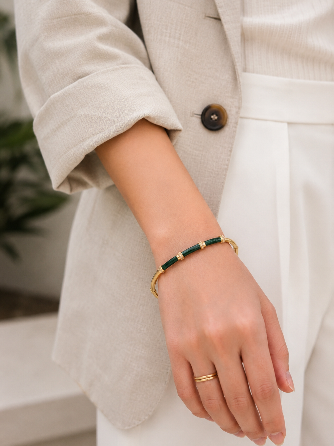 Olive Sparkle Bar Bracelet