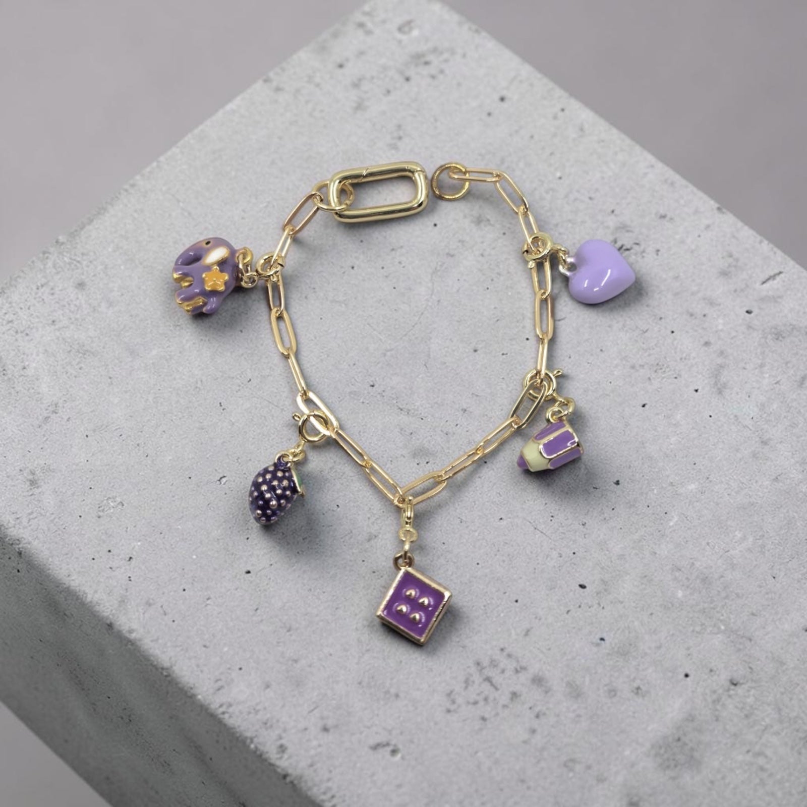 Purple charm bracelet