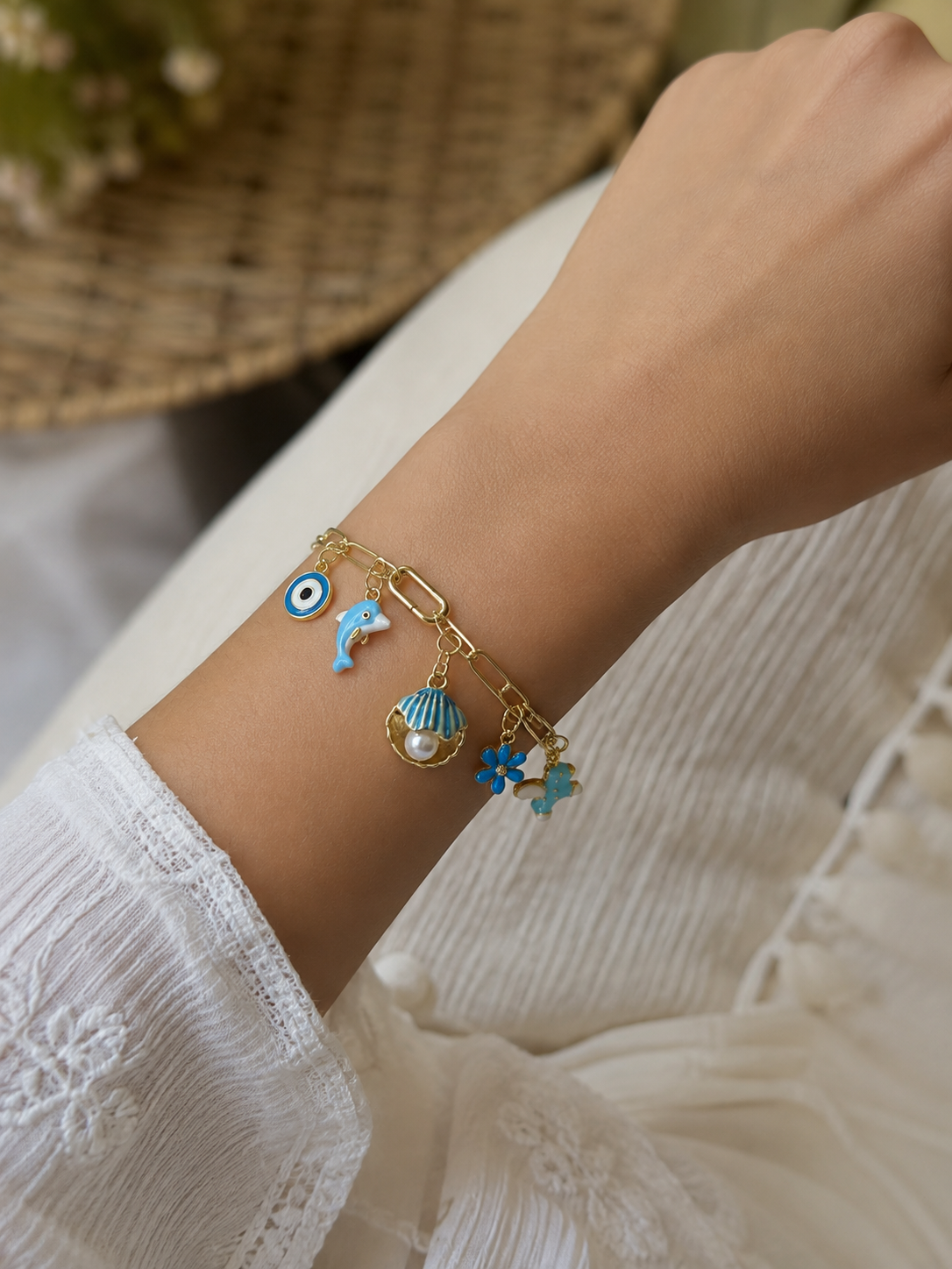 Blue charm bracelet