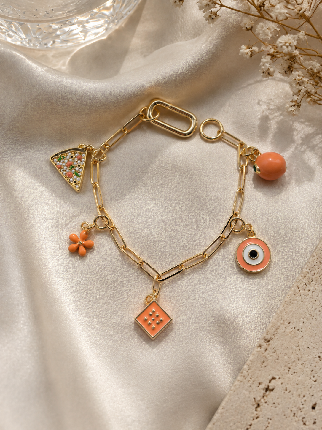 Orange charm bracelet
