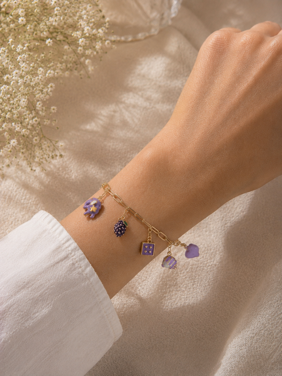 Purple charm bracelet