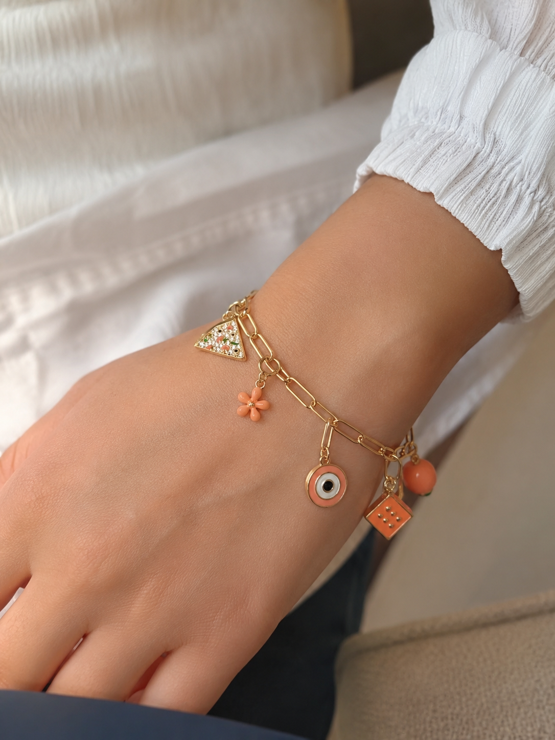 Orange charm bracelet