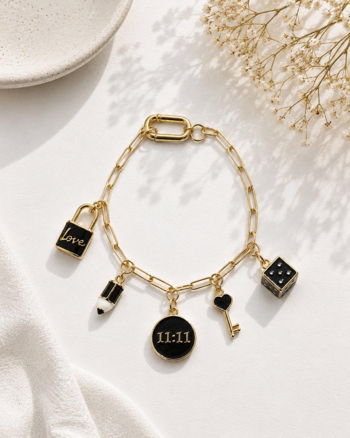 Black charm bracelet