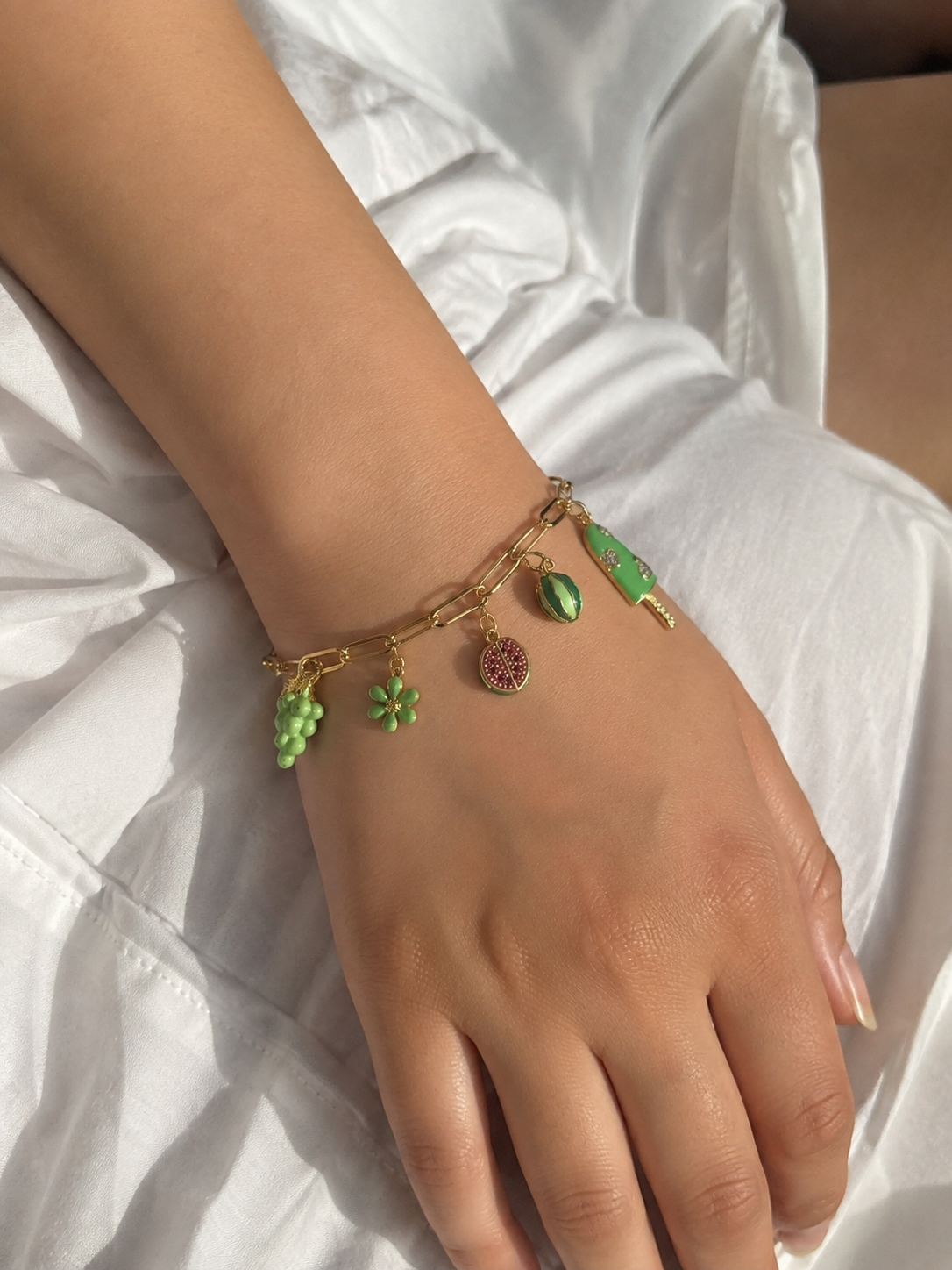 Green charm bracelet