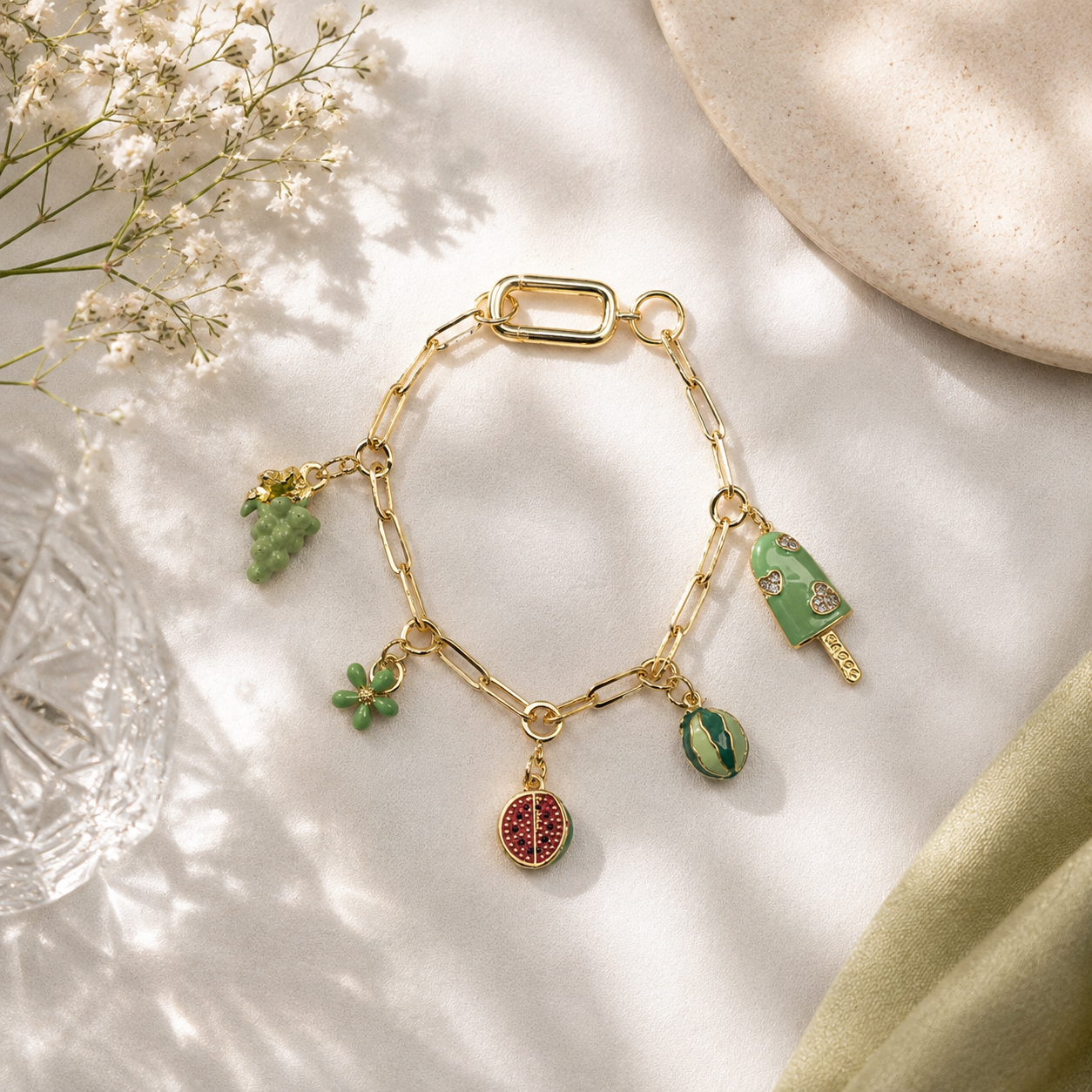 Green charm bracelet