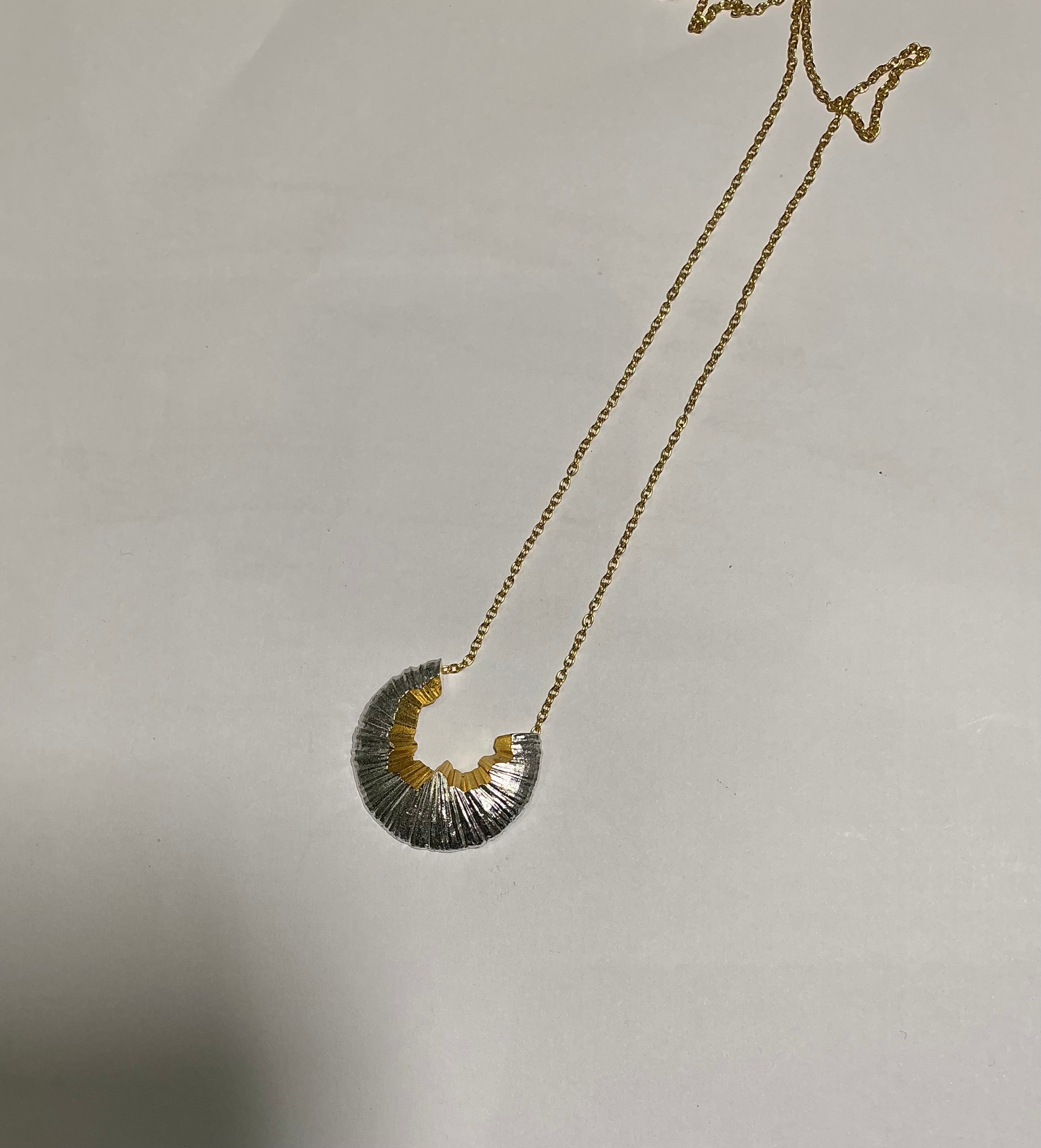 Dual shaved silver necklace