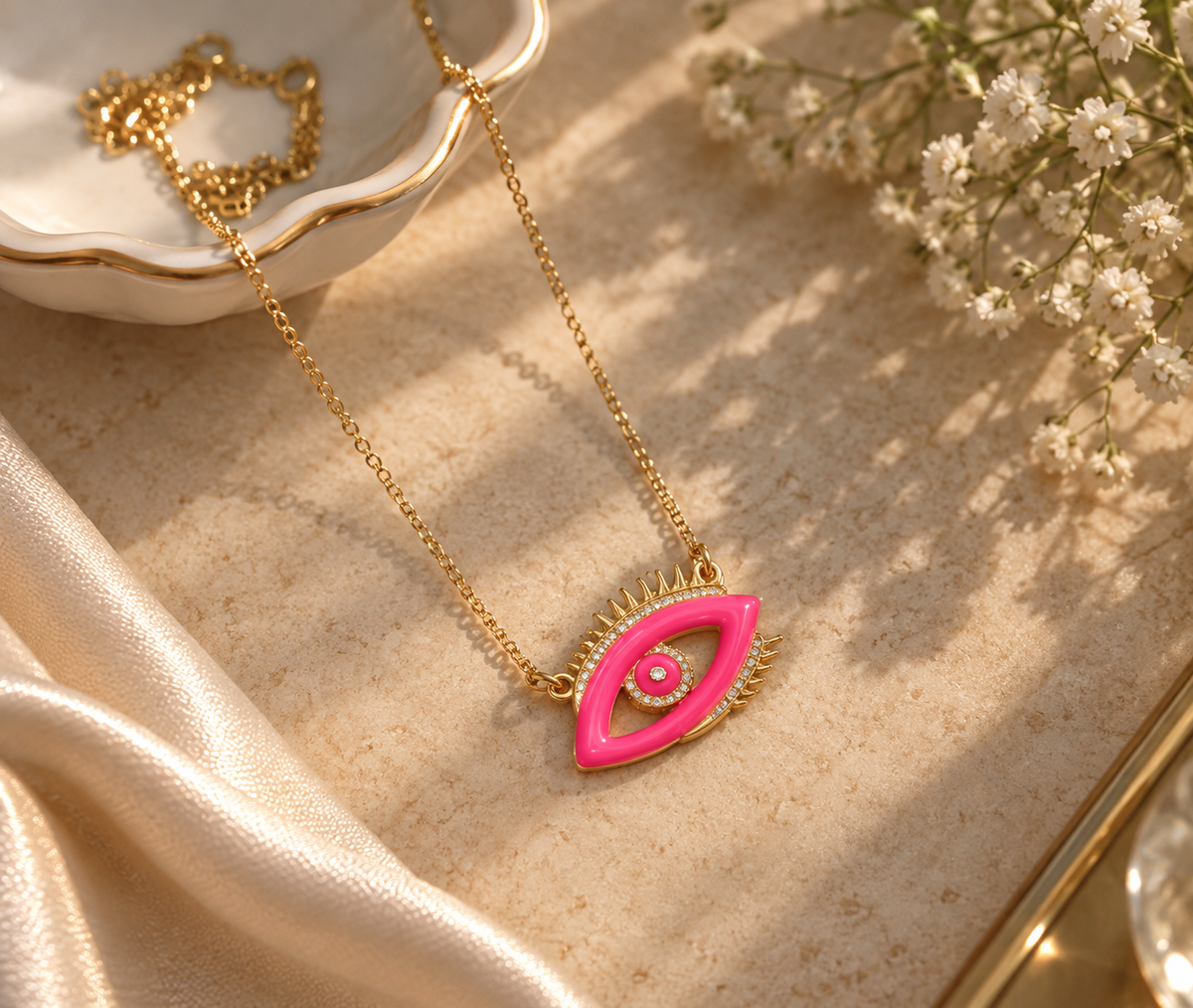 Nazar No More Necklace Neon Pink