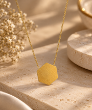 Geometric Hexagon Pendant Necklace