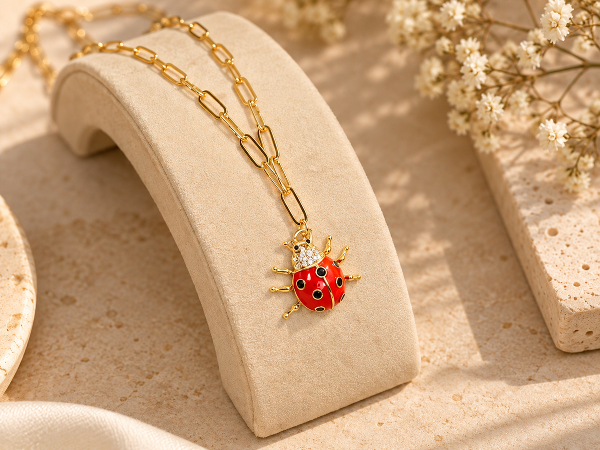 Dainty Ladybug Pendant Necklace Accessory