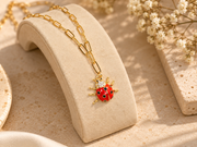 Red Dainty Ladybug Pendant Necklace