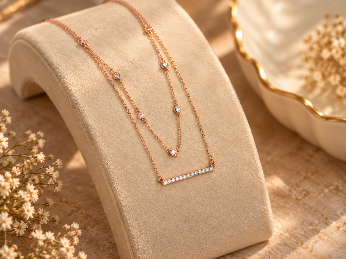 Daga-accessories Layered Bar Pendant Necklace