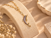 Pink Dolphin Pendant Necklace With Link Chain