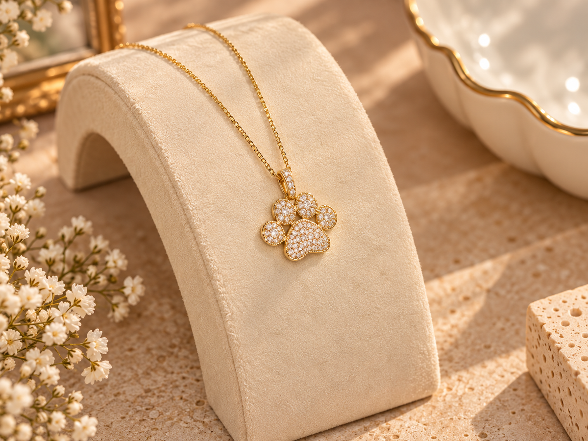 Dainty Paw Print Pendant Necklace