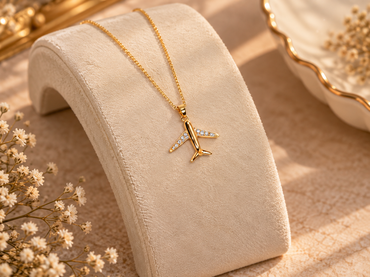 Dainty Airplane Pendant Necklace Accessory