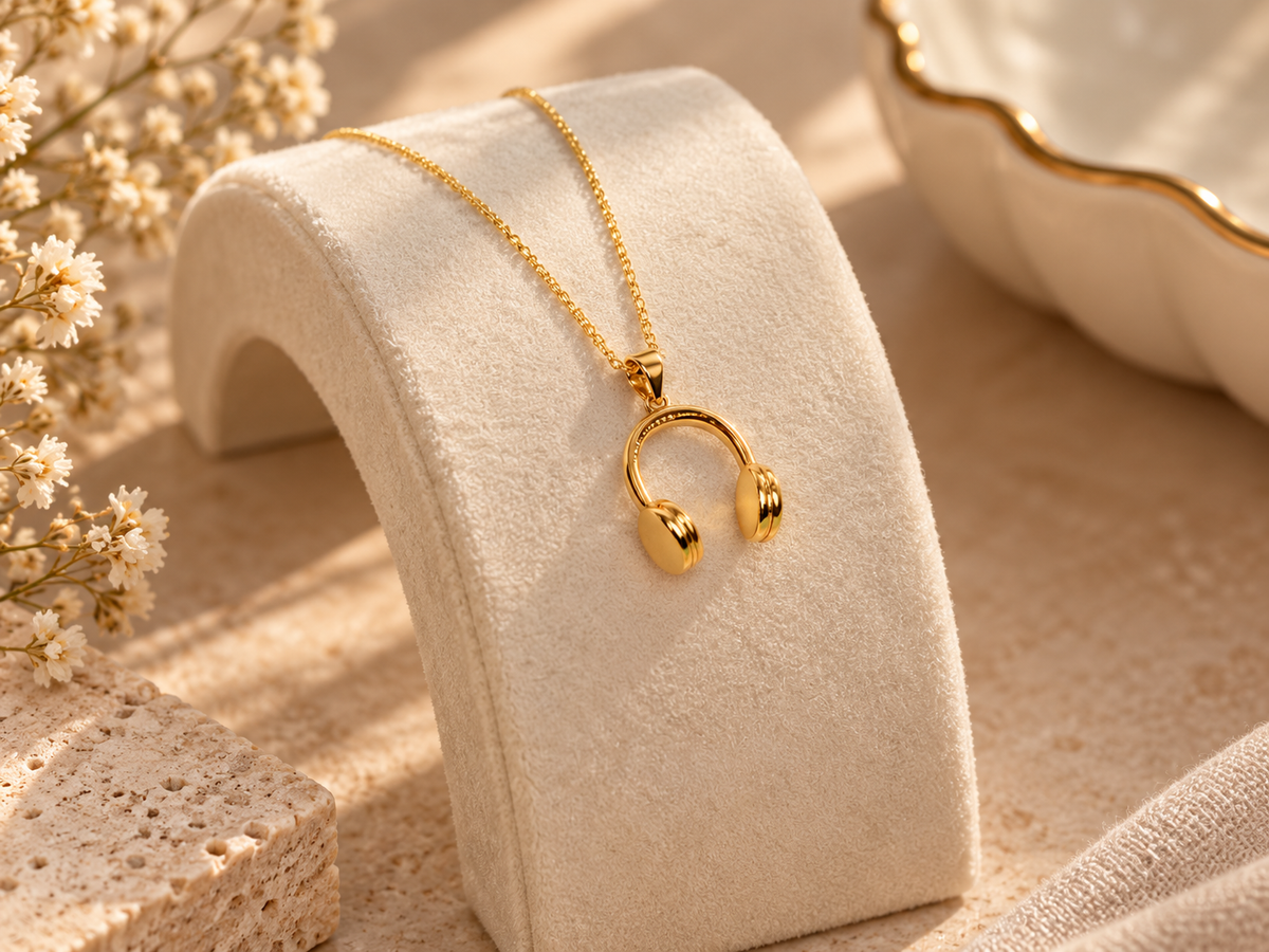 Dainty Headphone Pendant Necklace Accessory