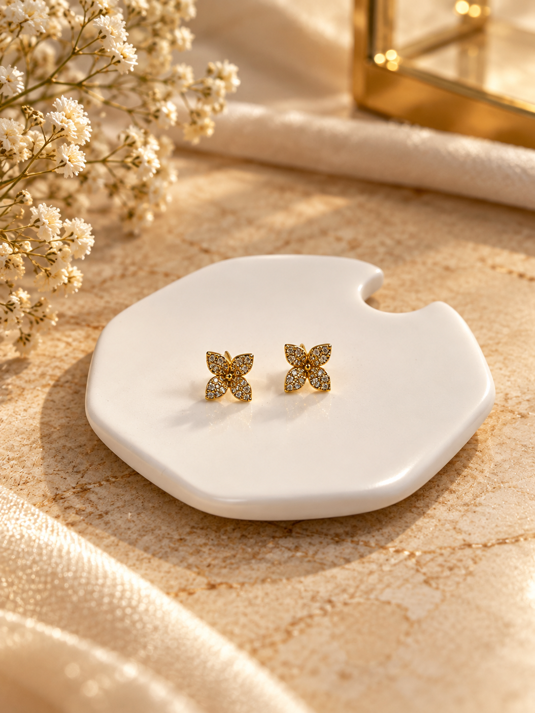 Golden Flutter Stud Earrings