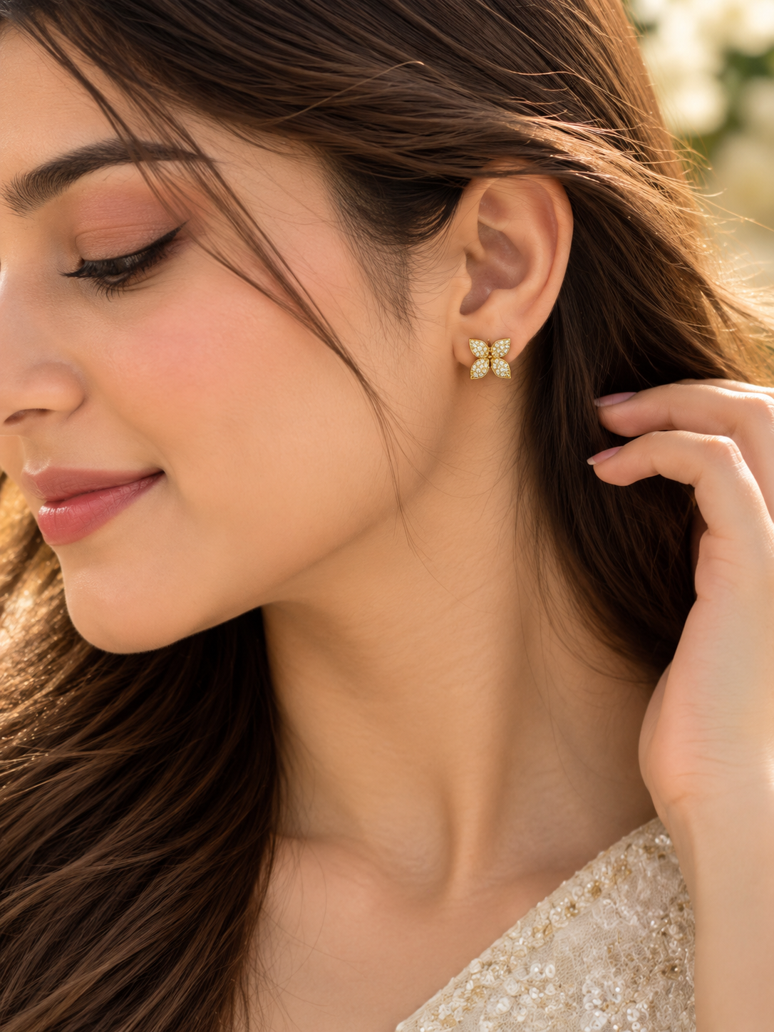 Golden Flutter Stud Earrings