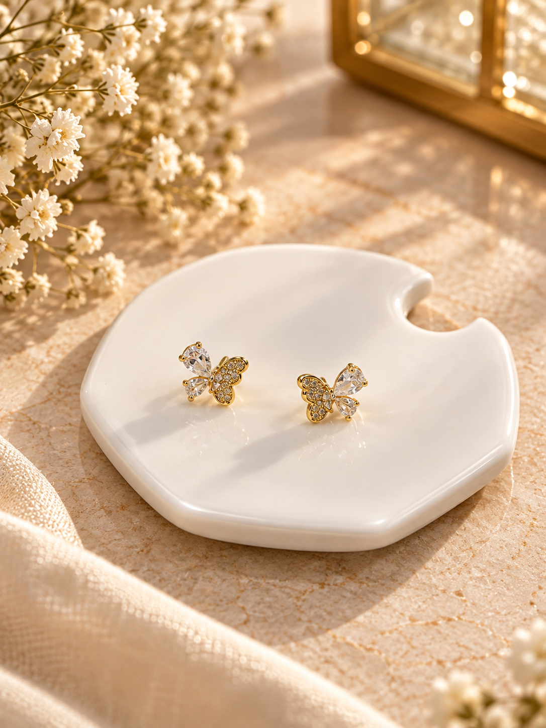 Crystal Flutter Butterfly Stud Earrings
