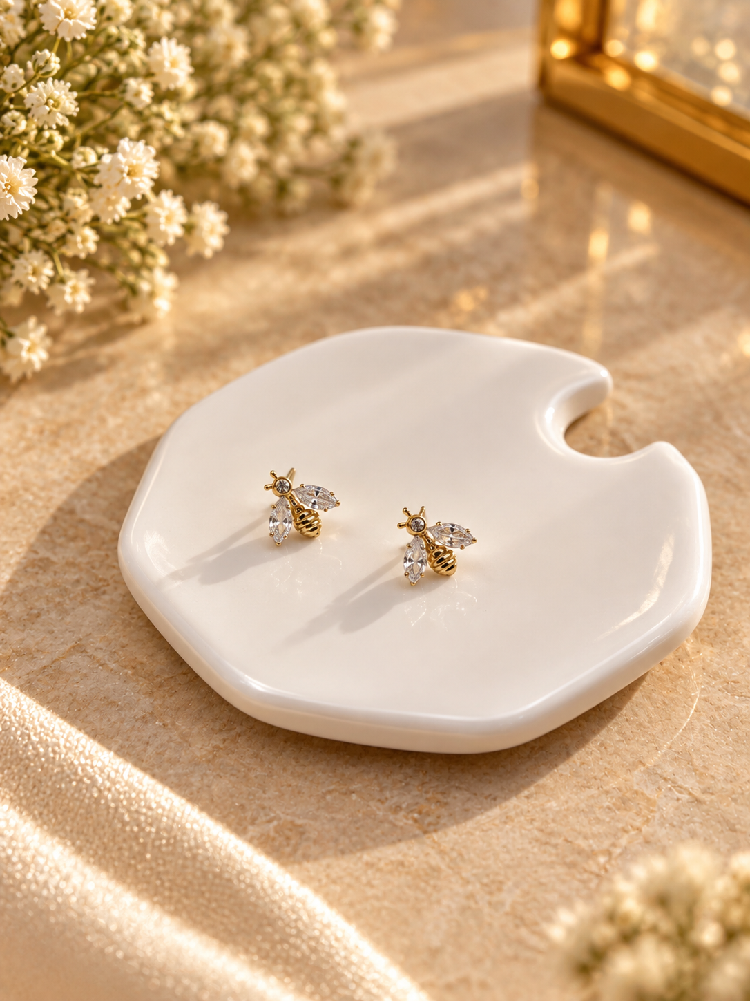 Golden Honeybee Stud Earrings