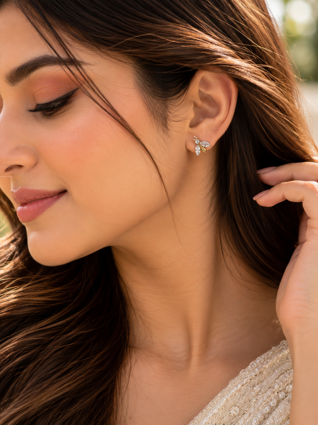 Golden Honeybee Stud Earrings