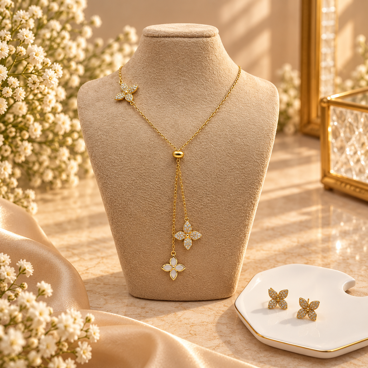 Golden Flutter Necklace Set