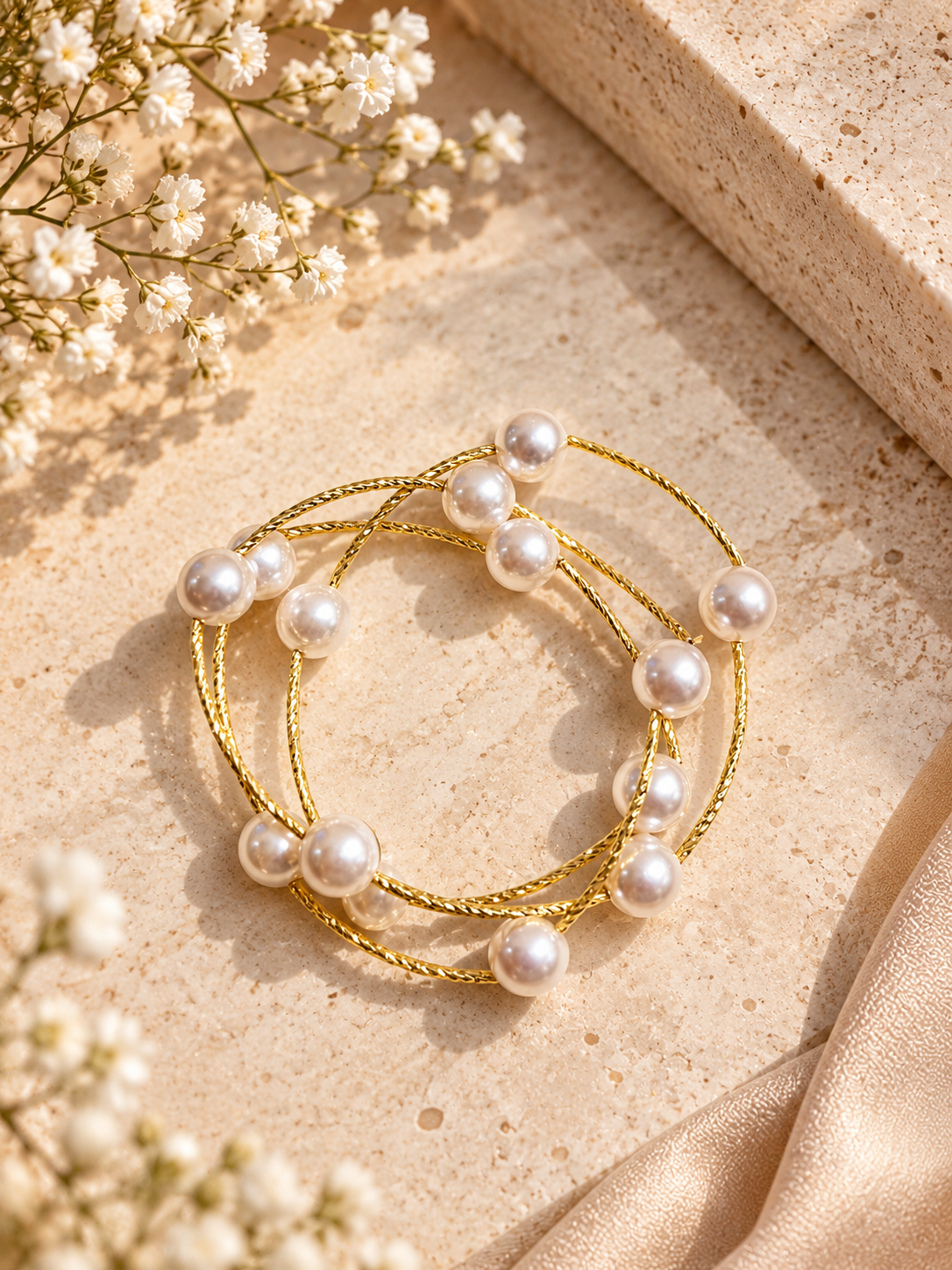 White Layered Pearl Bracelet