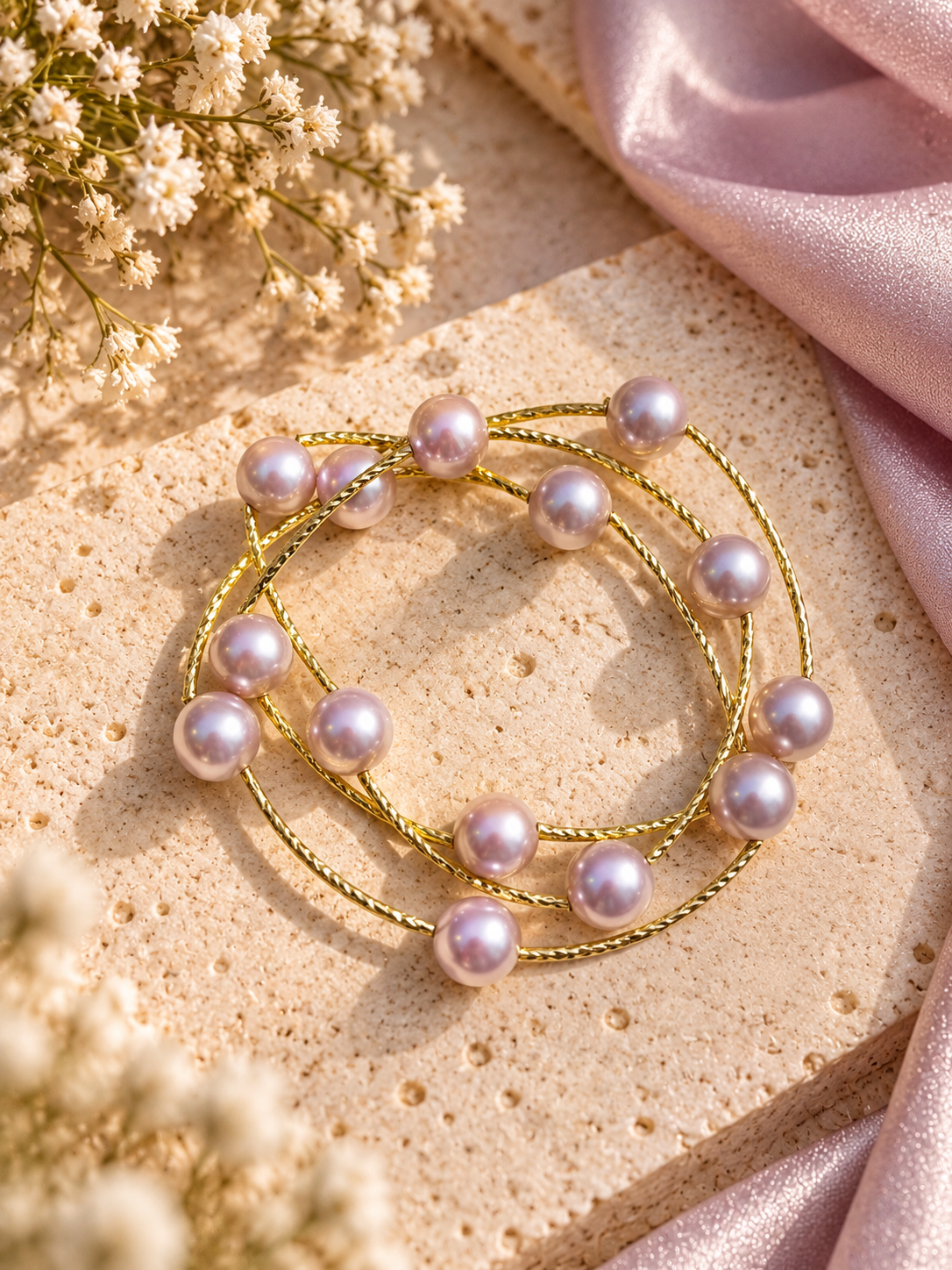 Purple Layered Pearl Bracelet