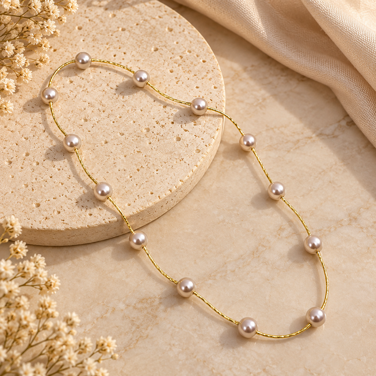 Beige Pearl Necklace Accessory
