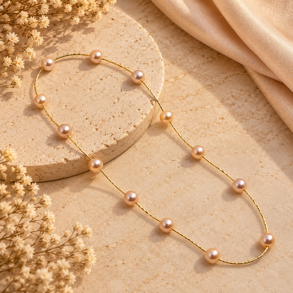 Peach Pearl Necklace Accessory