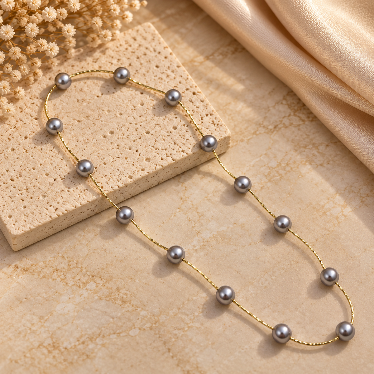 Grey Pearl Necklace Accessory