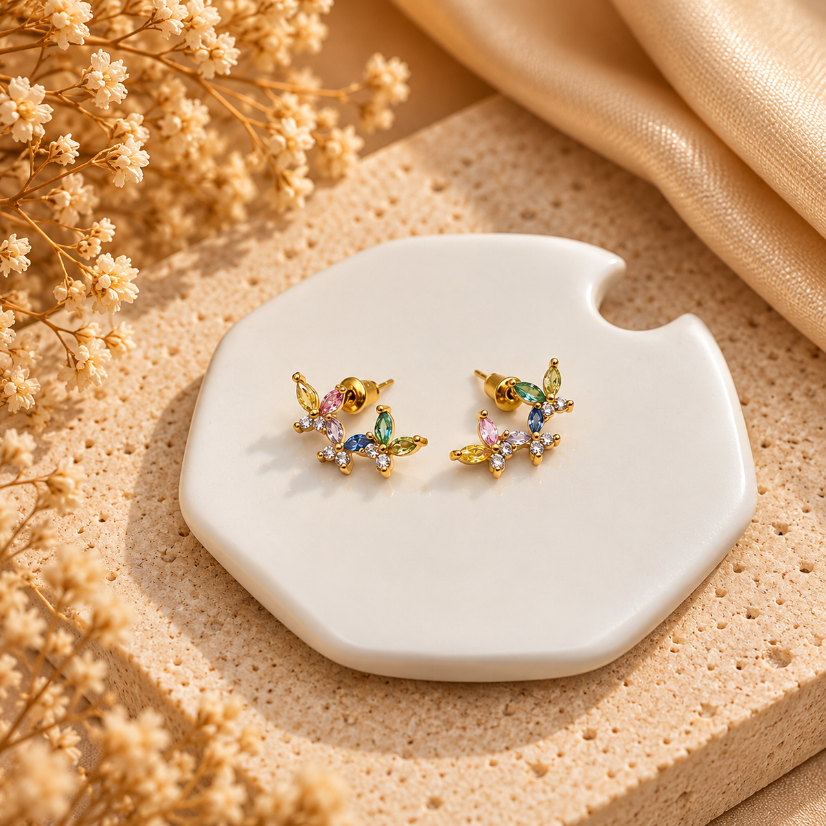 Butterfly Multicolour Stud Earrings