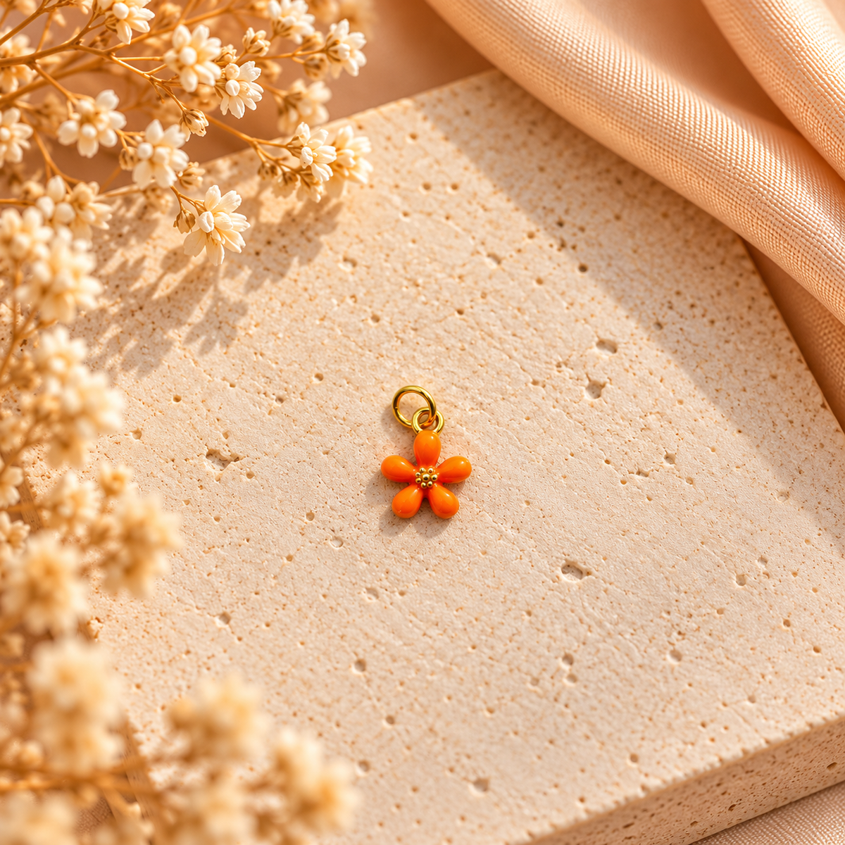 Orange Flower charm