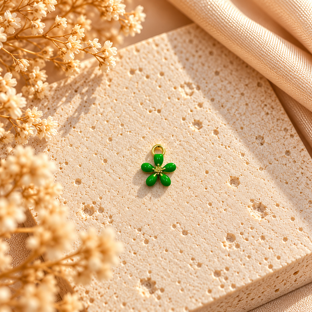 Green Flower charm